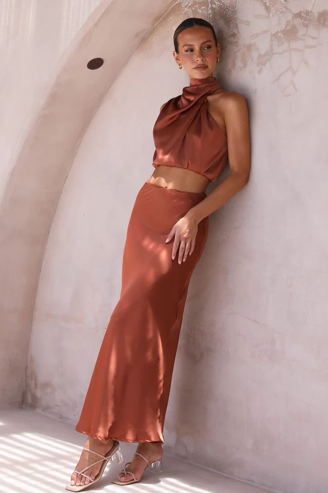 Chic Satin Esther Top + Maxi Skirt Set