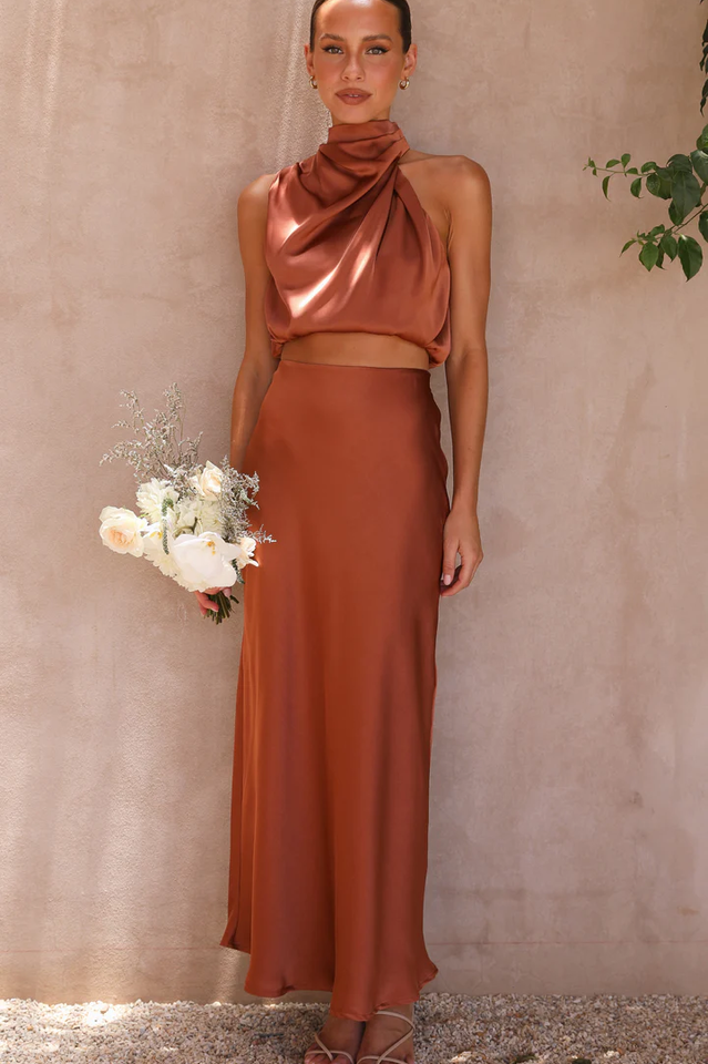 Chic Satin Esther Top + Maxi Skirt Set