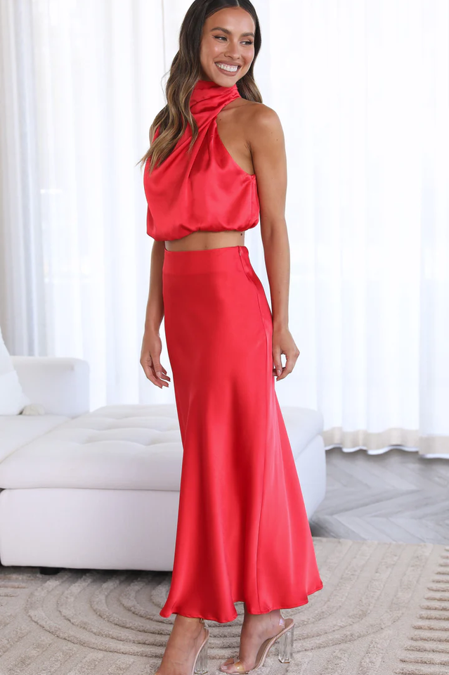 Chic Satin Esther Top + Maxi Skirt Set