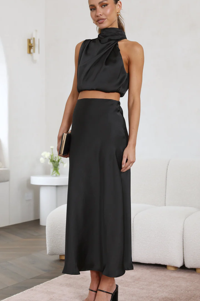 Chic Satin Esther Top + Maxi Skirt Set