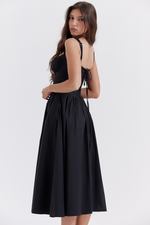 Black Button Down Slip Midi Sundress