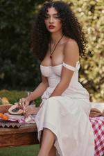 White Push Up Sleeveless Midi Dress