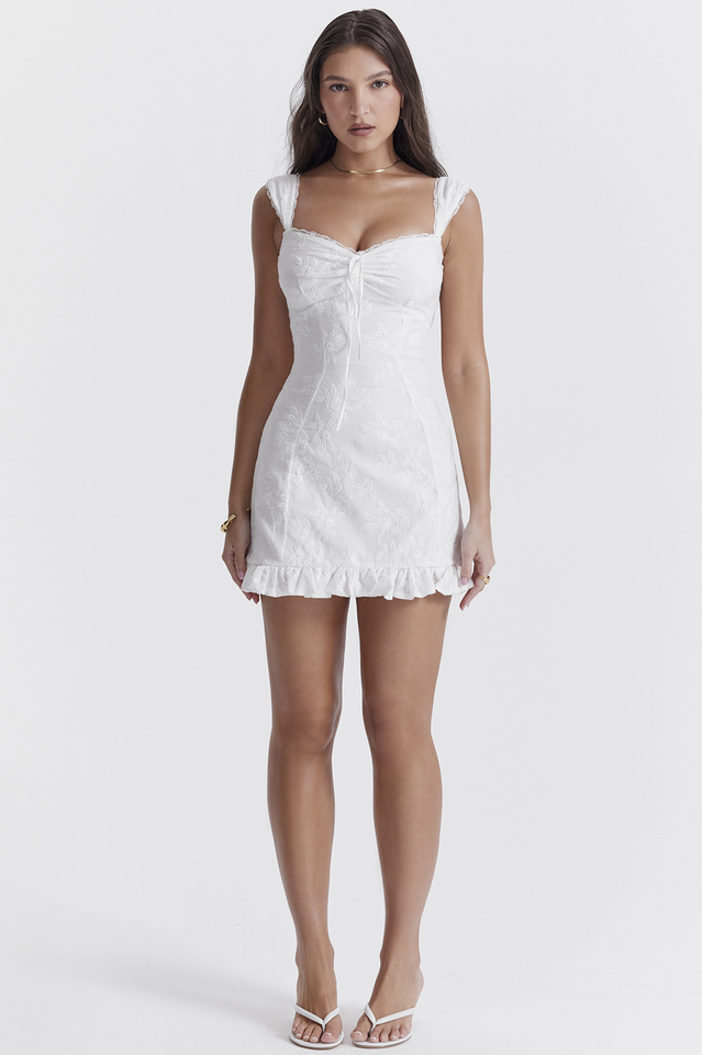 White Embroidered Mini Dress