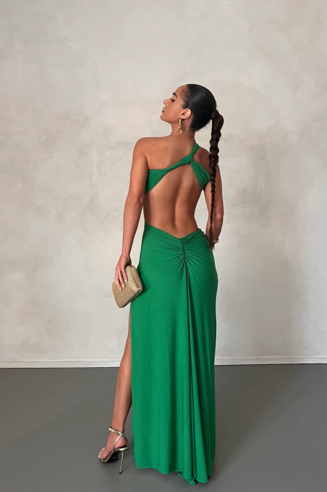 Solid One Shoulder Maxi Dress