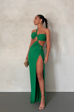 Solid One Shoulder Maxi Dress