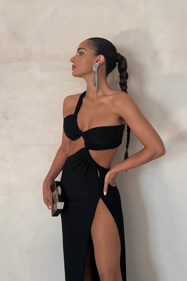 Solid One Shoulder Maxi Dress