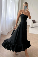 Flounced Hemline Midi Dress