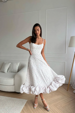 Flounced Hemline Midi Dress