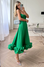 Flounced Hemline Midi Dress