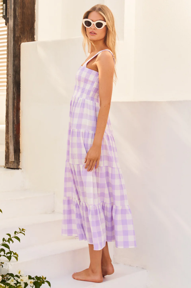 Plaid Sleeveless Midi Dress