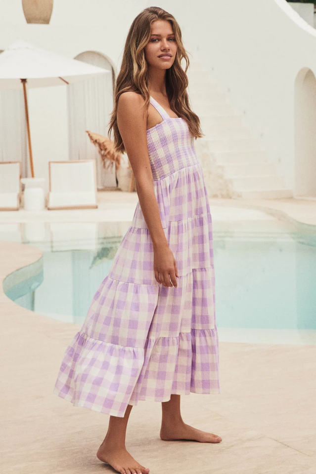 Plaid Sleeveless Midi Dress
