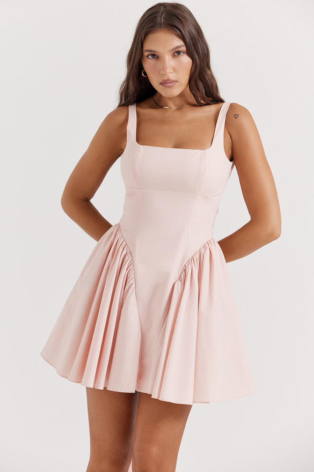 Peach Pink Bow Backless Mini Dress