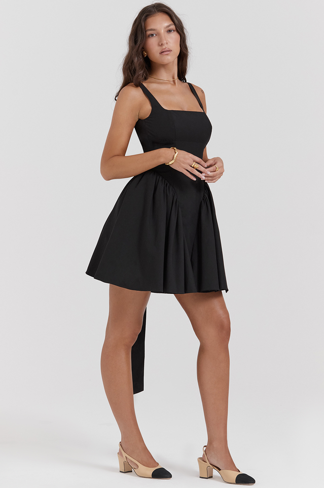 Black Bow Backless Mini Dress
