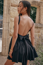 Black Bow Backless Mini Dress