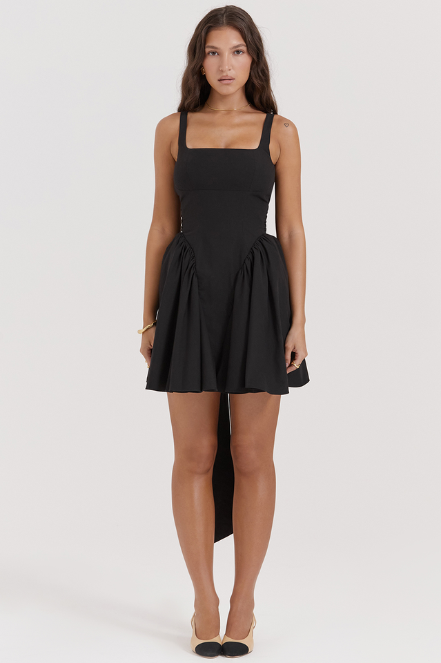 Black Bow Backless Mini Dress