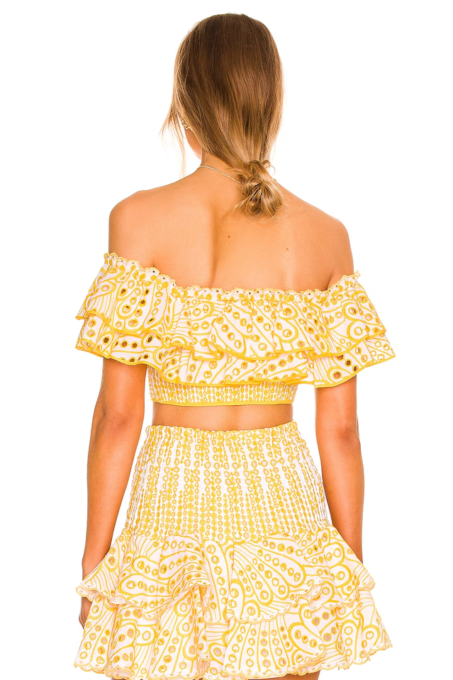 Crochet Lace Crop Top and Skirt Ruffle Set