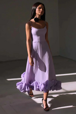 Flounced Hemline Midi Dress