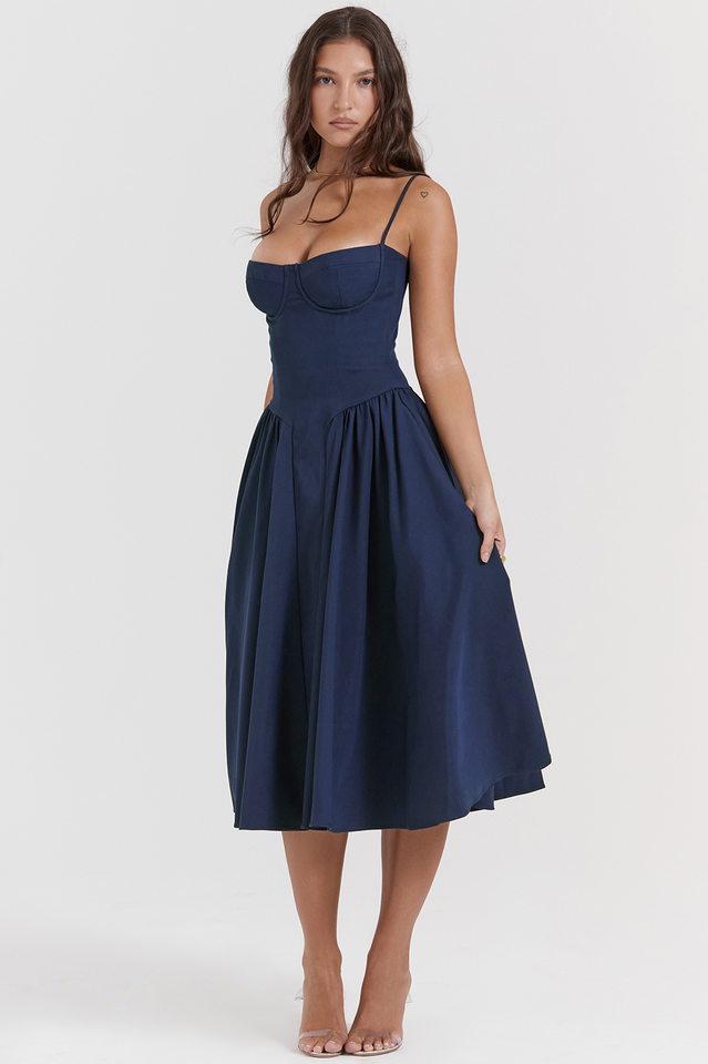 Elegant Pleated Waist Corset Sundress