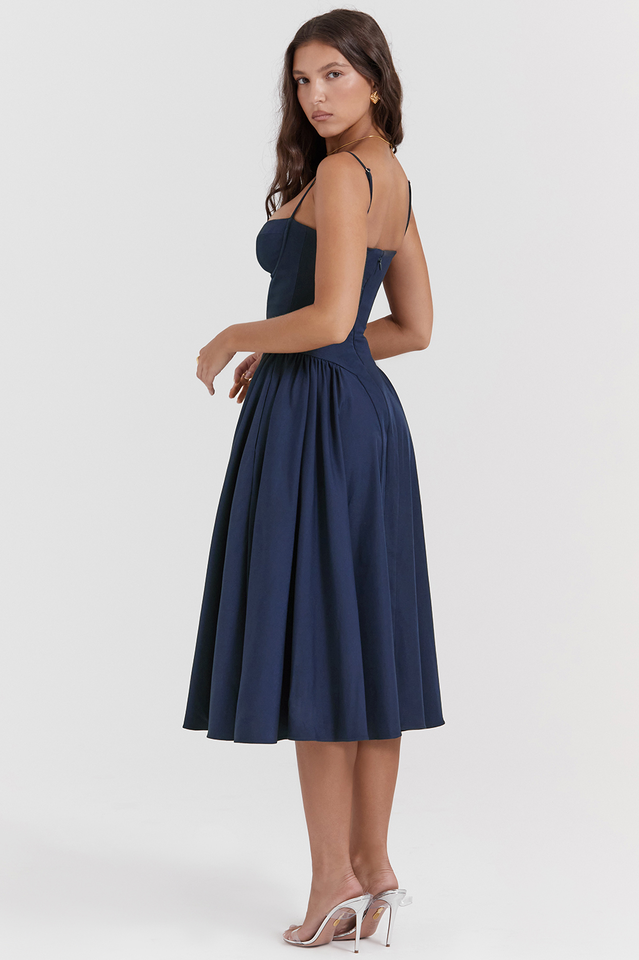 Elegant Pleated Waist Corset Sundress