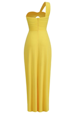 One Shoulder Pleated Maxi Dress