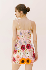 Colorful Floral Embroidered Mini Dress