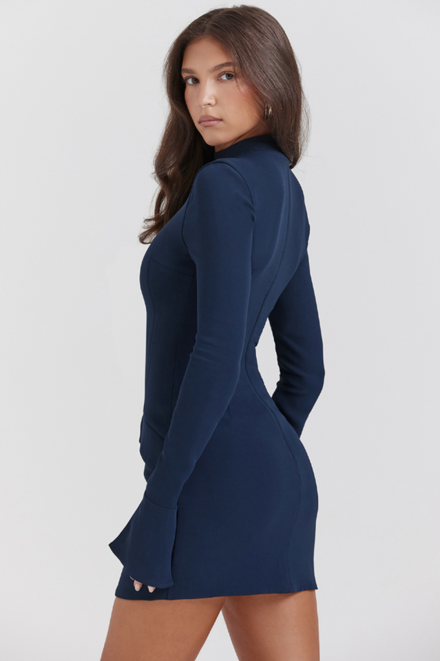 Solid Long Sleeves Bodycon Mini Dress