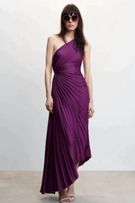 Fashion One Shoulder Pleated Satin Dress