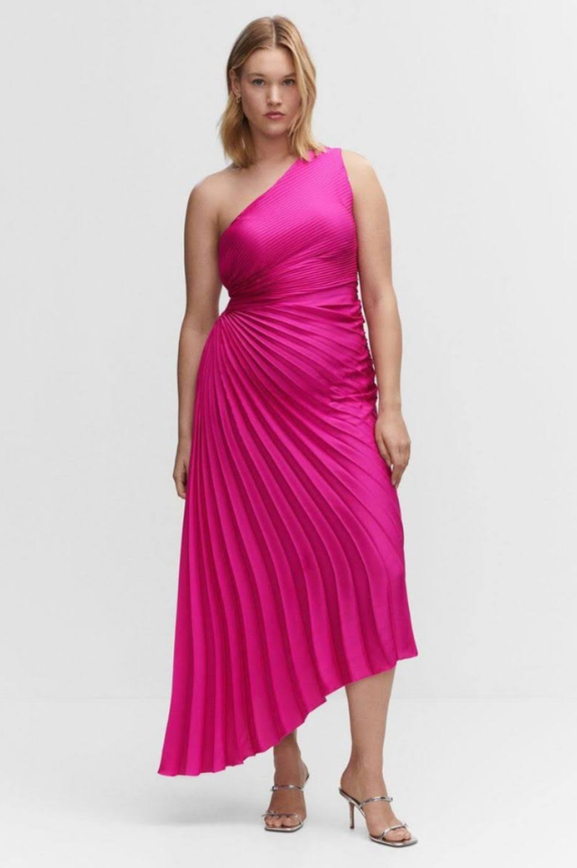 Fashion One Shoulder Pleated Satin Dress