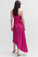Fashion One Shoulder Pleated Satin Dress