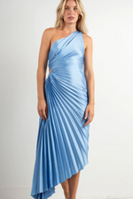 Fashion One Shoulder Pleated Satin Dress