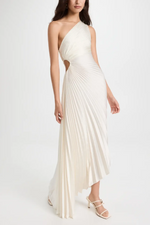 Fashion One Shoulder Pleated Satin Dress