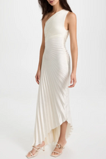 Fashion One Shoulder Pleated Satin Dress