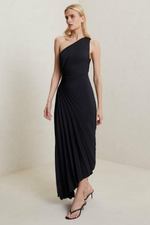 Fashion One Shoulder Pleated Satin Dress