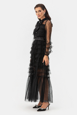 Tulle Mesh Polka Dot Maxi Dress