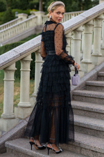 Tulle Mesh Polka Dot Maxi Dress