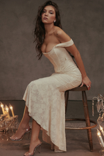 Retro Textured Surface Ruched Maxi Dress