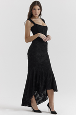 Retro Textured Surface Ruched Maxi Dress