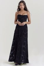 Vintage Floral Textured Slip Maxi Dress
