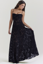 Vintage Floral Textured Slip Maxi Dress