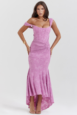 Rose Pink Ruched Bodycon Maxi Dress