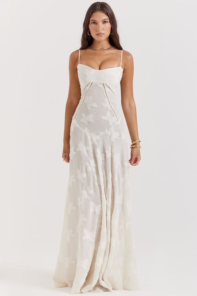 Vintage Floral Textured Slip Maxi Dress