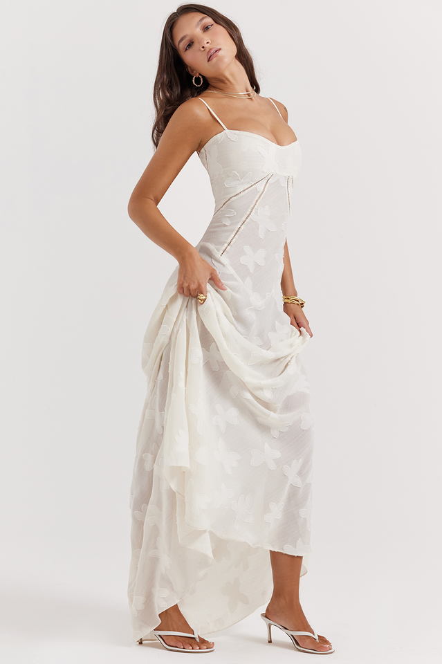 Vintage Floral Textured Slip Maxi Dress