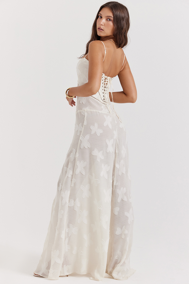 Vintage Floral Textured Slip Maxi Dress