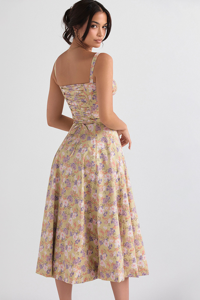 Solid Bustier Slip Midi Sundress