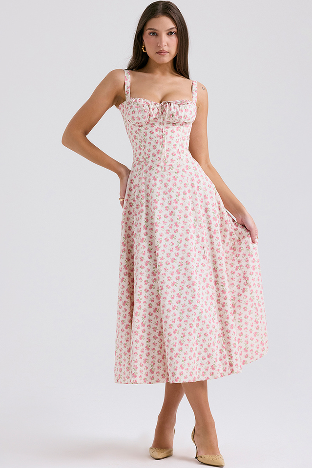 Solid Bustier Slip Midi Sundress