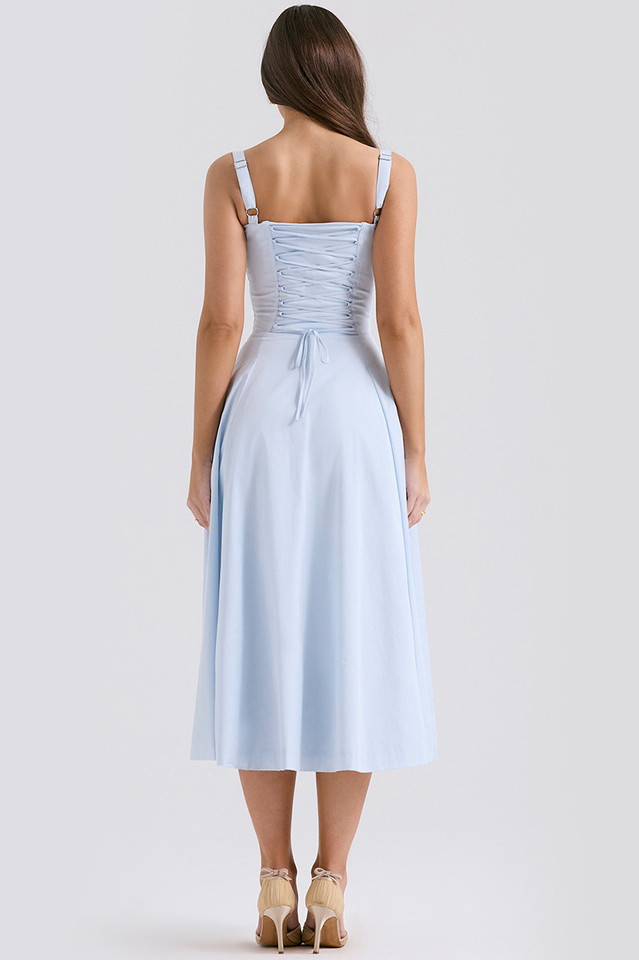 Solid Bustier Slip Midi Sundress