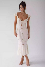 Cream Eyelet Midi Dress