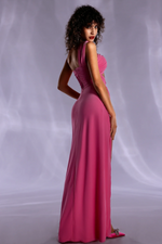 One Shoulder Pleated Maxi Dress