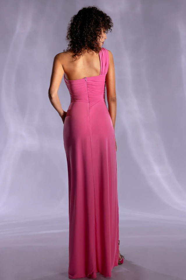 One Shoulder Pleated Maxi Dress
