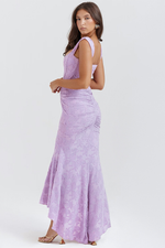 Retro Textured Surface Ruched Maxi Dress